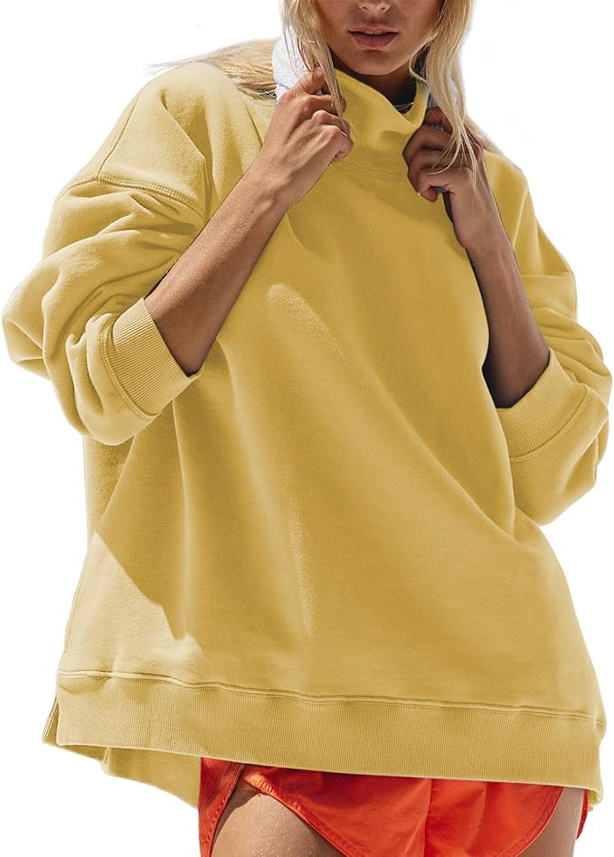 Hixiaohe Womens Mock Neck Sweatshirt Oversized Pullover Long Sleeve Tops Trendy Turtleneck Athlet... | Amazon (US)