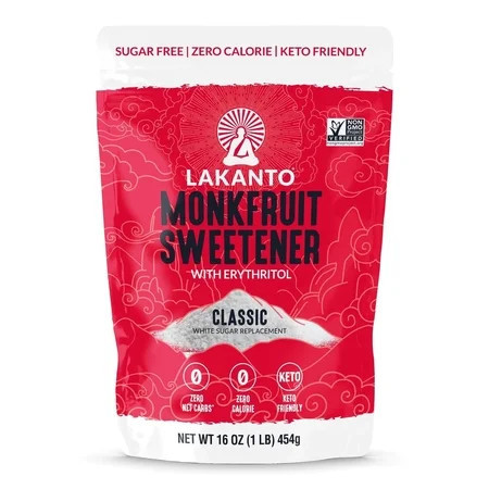 Lakanto Classic Monk Fruit Sweetener - White Sugar Substitute, Zero Calorie, Keto Diet Friendly, Zero Net Carbs, Zero Glycemic, Baking, Extract, Sugar Replacement (Classic White - 1 lb) | Walmart (US)
