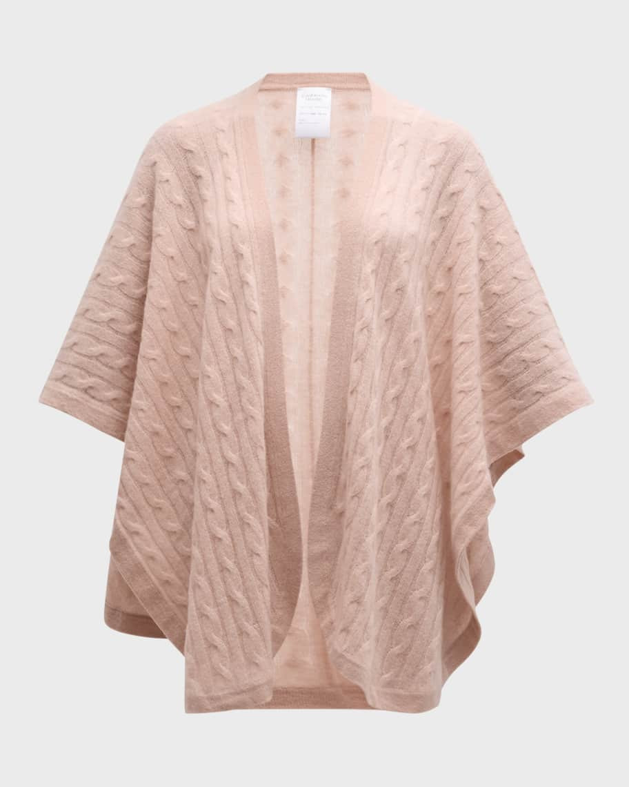 Neiman Marcus Cashmere Collection Cashmere Cable-Knit Cape | Neiman Marcus