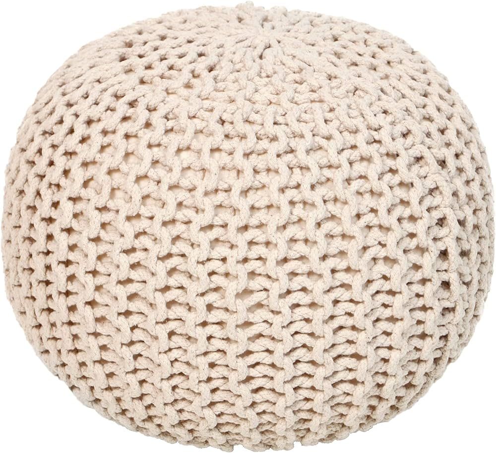 REDEARTH Round Pouf Ottoman - Cable Knitted Boho Poof - Home Décor Cord Pouffe Handmade Circular... | Amazon (US)