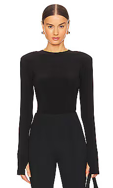 Norma Kamali Shoulder Pad Top in Black from Revolve.com | Revolve Clothing (Global)