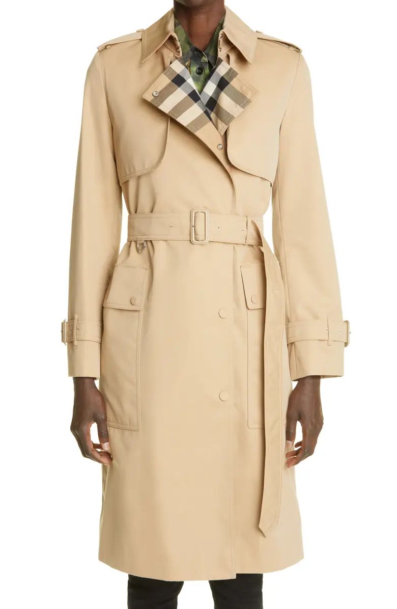 Burberry Sandridge Check Detail Trench Coat | Nordstrom | Nordstrom