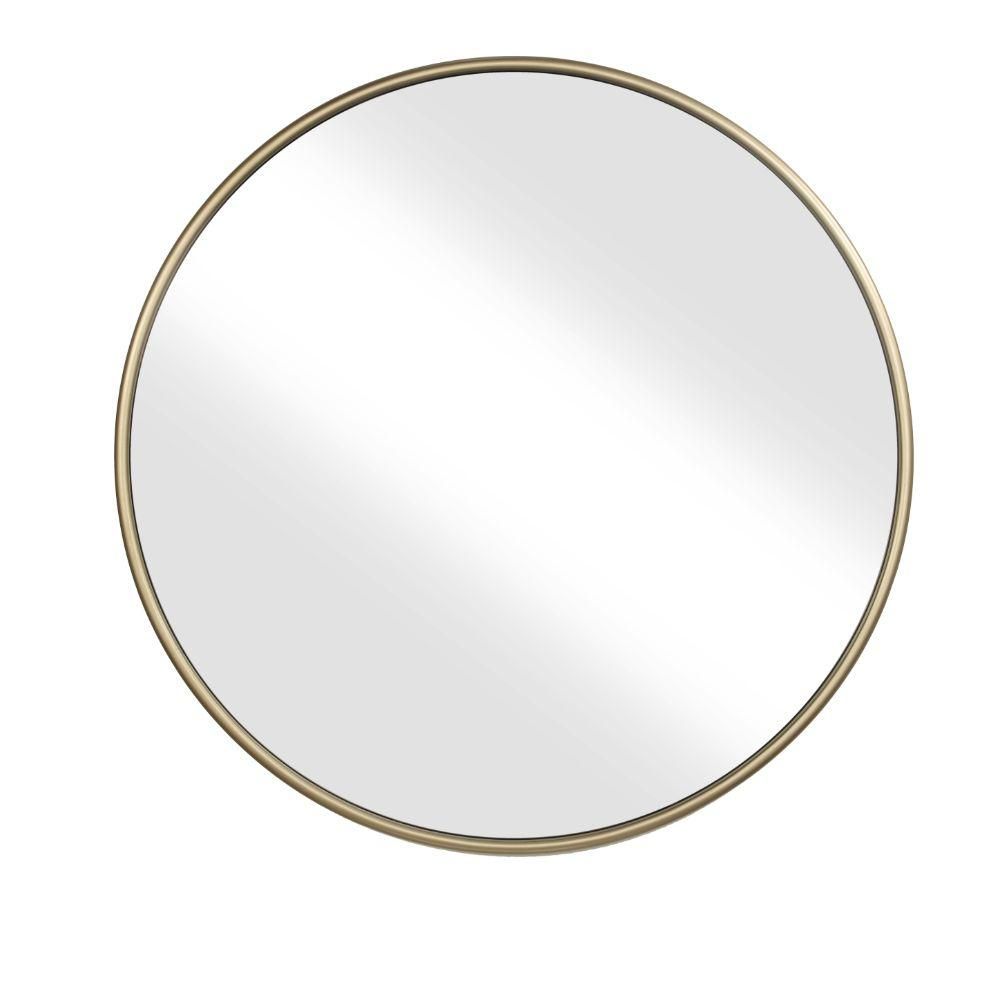 Benjara 1 in. H x 36 in. W Small Round Gold Modern Mirror | The Home Depot