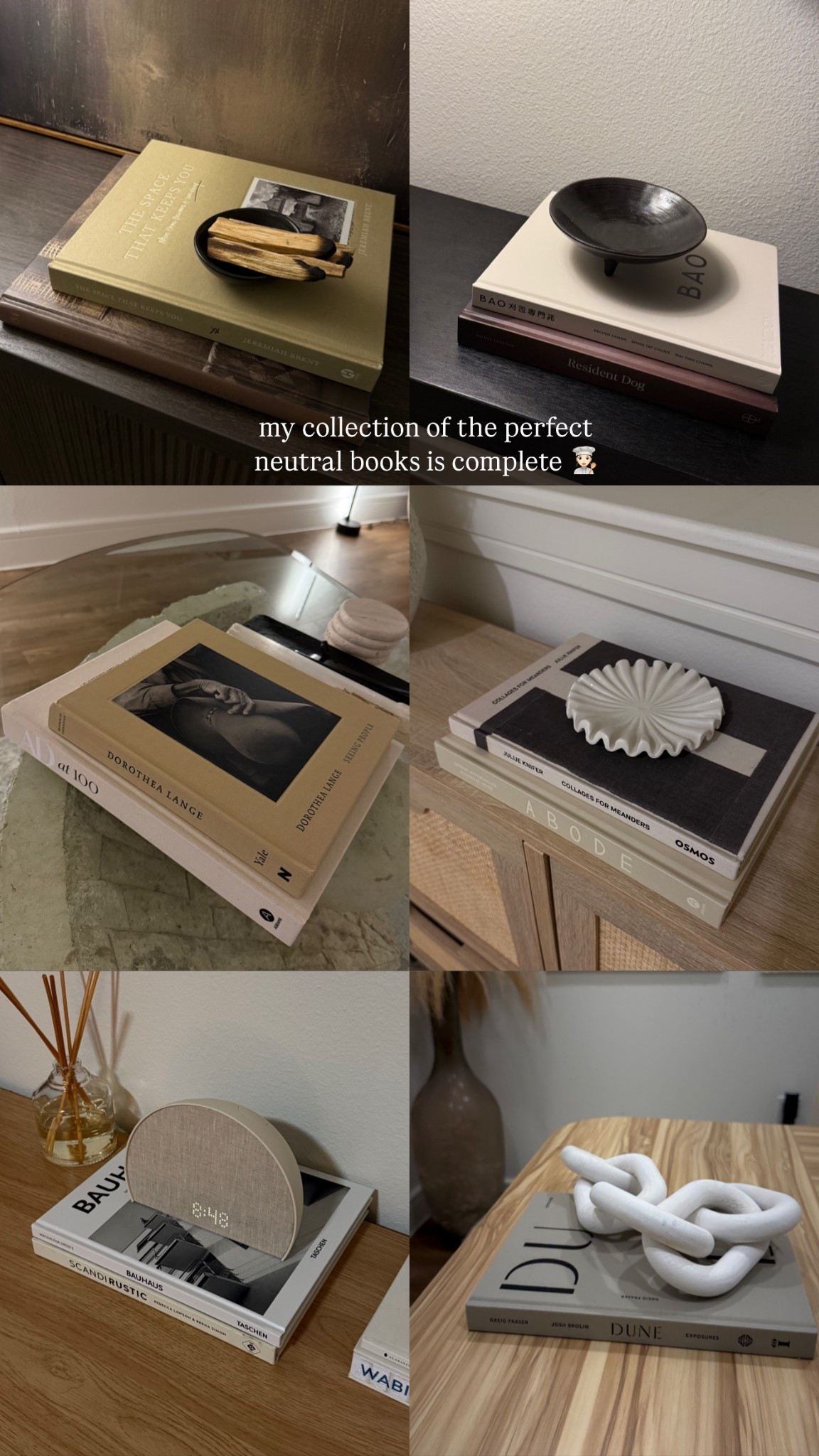 Neutral coffee table books from Amazon 🤎 (I took the cover off the abode book for a more neutral  look)
