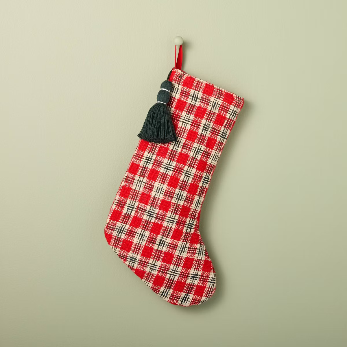 21" Vintage Plaid Woven Stocking Red - Hearth & Hand™ with Magnolia | Target
