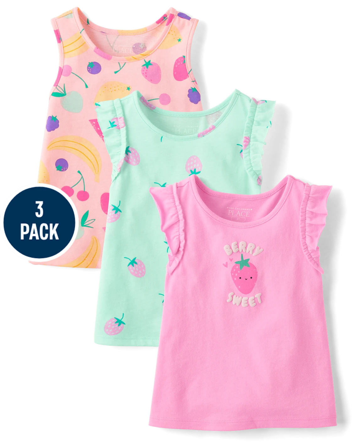 Toddler Girls Puff Print Fruit Ruffle Tank Top 3-Pack - pink | The Children's Place