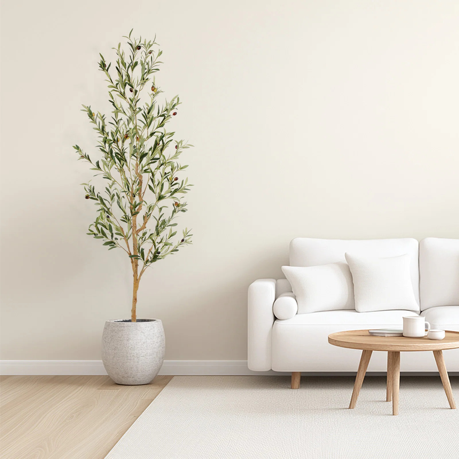 Primrue Faux Olive Tree with Real Wood Trunk for Home Office Patio Front Door Porch Room Décor |... | Wayfair North America