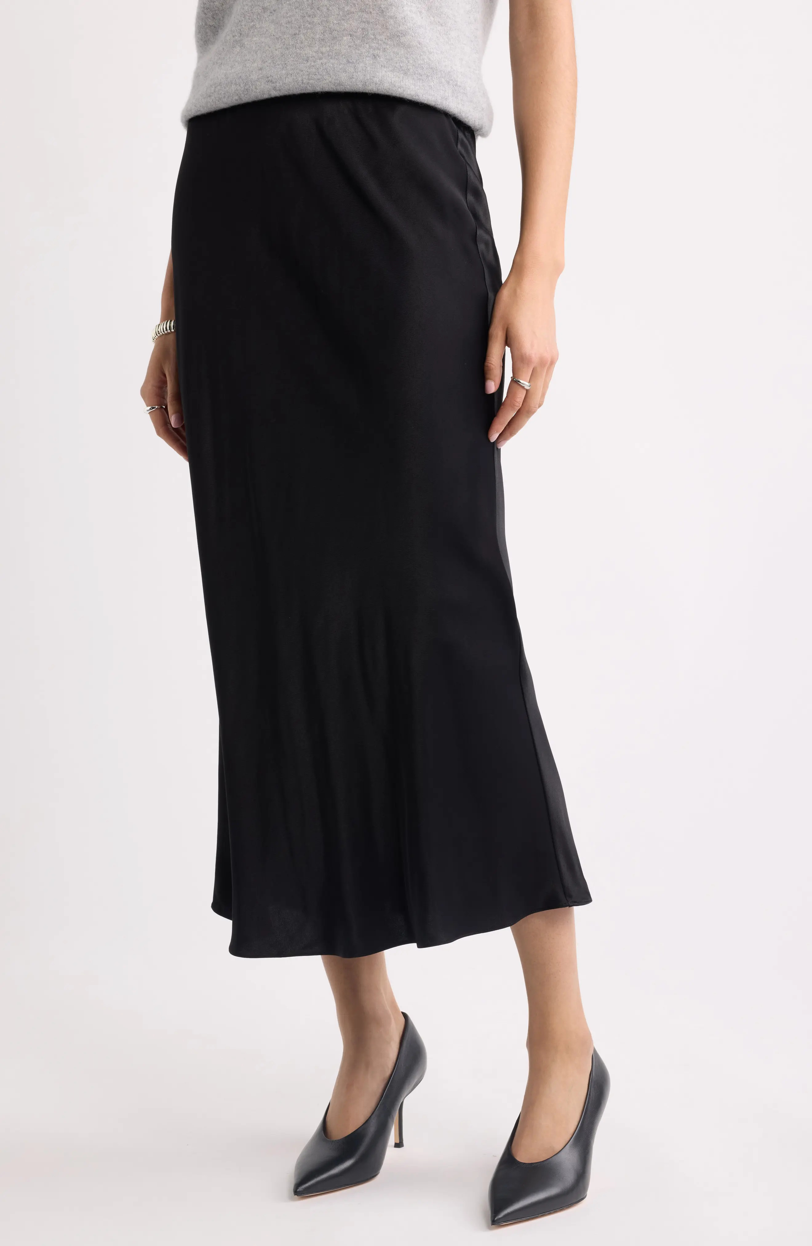 Nordstrom Bias Cut Satin Maxi Skirt in Burgundy Fig at Nordstrom, Size Large | Nordstrom