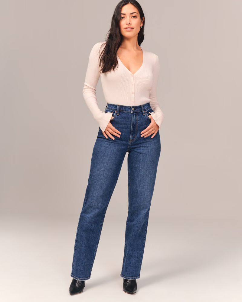 Curve Love Ultra High Rise 90s Straight Jean | Abercrombie & Fitch (US)