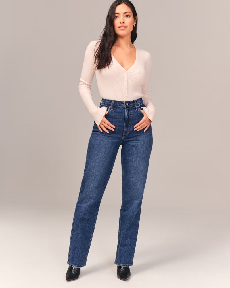 Women's Curve Love Ultra High Rise 90s Straight Jean | Women's Bottoms | Abercrombie.com | Abercrombie & Fitch (US)