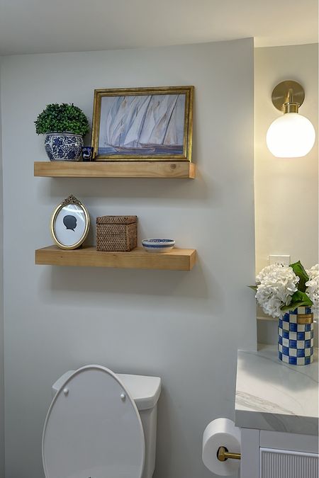 Blue & White Bathroom Shelves Decor!🕊️🤍💙

#LTKhome #LTKstyletip