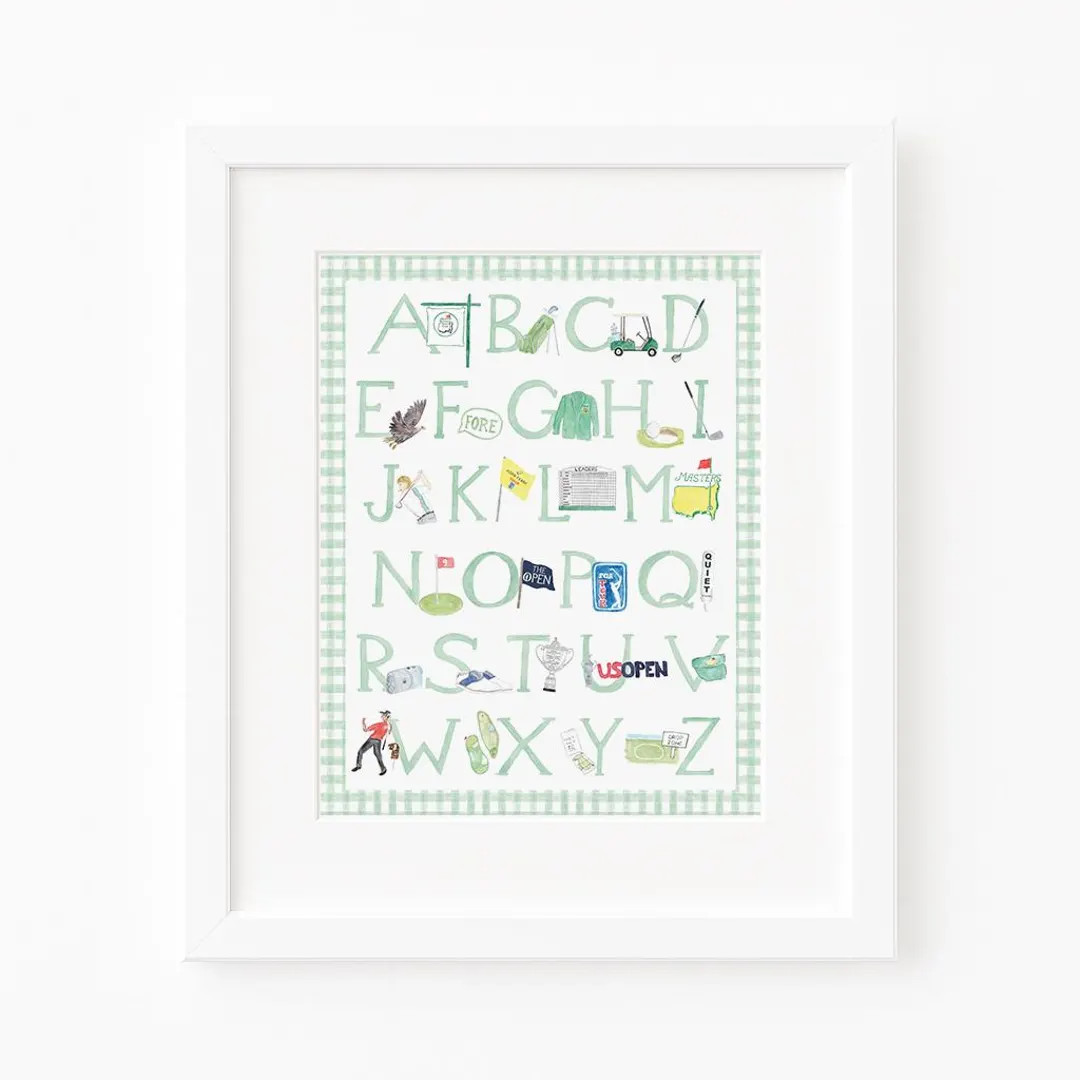 Abcs of Golf Green Watercolor Nursery Alphabet Print | Boy Golf Alphabet Wall Art | Green Gingham... | Etsy (US)