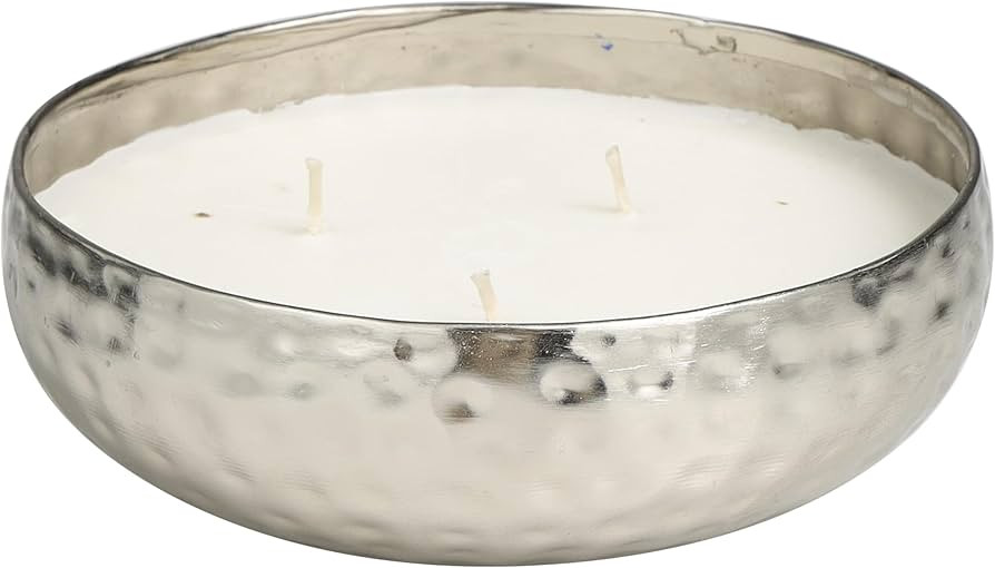 Deco 79 Metal Decorative Candle White Sage Scented Hammered 20 oz 3 Wick Aromatherapy Candle with... | Amazon (US)