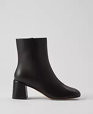 Flare Heel Leather Bootie | Ann Taylor (US)