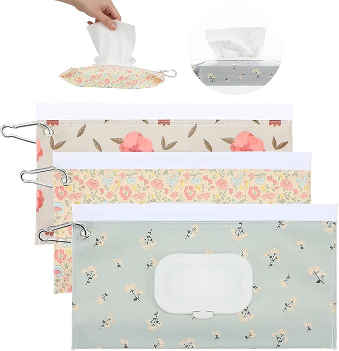 3 Pcs Baby Wipe Travel Case Portable Reusable Wipes Pouch Waterproof and Dustproof Baby Wipes Dis... | Amazon (US)