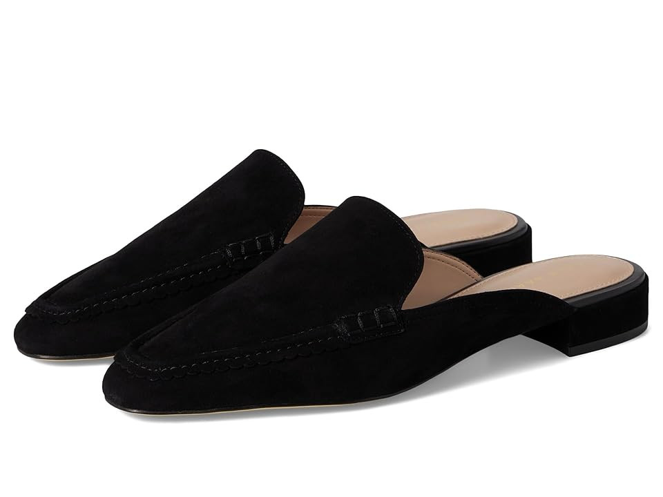 Cole Haan Pollina Scalloped Mule Loafers Women's Shoes Black Suede : 7 B - Medium, Leather | Zappos