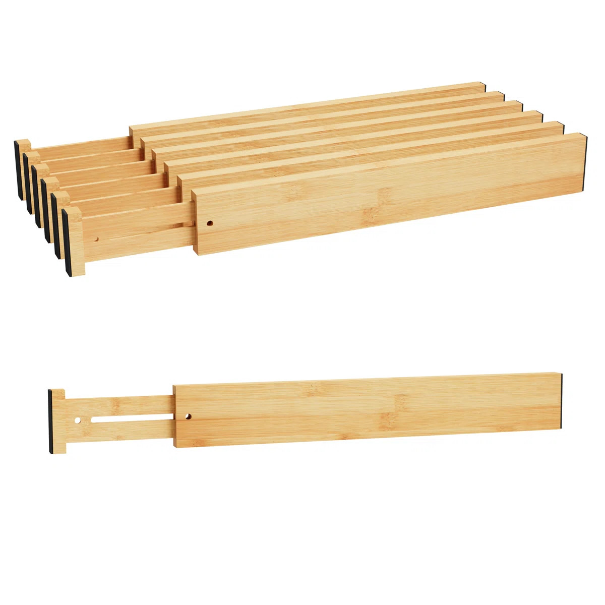 Bamboo Drawer Dividers with Labels, 6 Pack Adjustable Expandable Organizers for Kitchen, Home, Of... | Wayfair North America