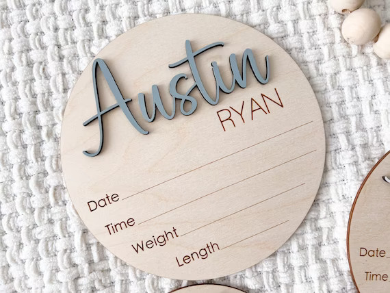 Baby Name Announcement Sign 3D Hospital Name Wood Sign Birth - Etsy | Etsy (US)