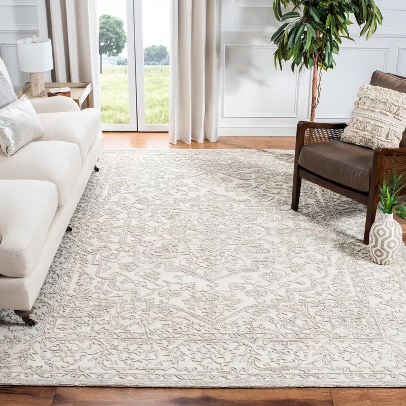 Comstock Oriental Handmade Tufted Wool Ivory Area Rug | Wayfair North America