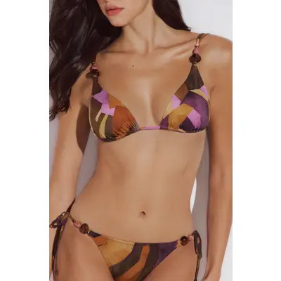 LIDA SWIMWEAR Aphrodite Triangle Bikini Top in Geometric Purple at Nordstrom, Size X-Large | Nordstrom