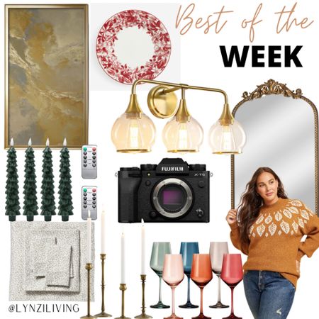 Best of the Week - all of the most clicked items of last week 

Home decor, home decorations, beige wall art, gold framed wall art, red Christmas plates, Wayfair finds, Wayfair art, flameless candles, tree candles, Christmas candles, Amazon finds, Amazon favorites, Amazon Christmas, gold taper candle holder, gold candlesticks, colored wine glasses, Amazon wine glasses, orange fall sweater, leaf sweater, thanksgiving sweater, plus size sweater, gold wall mirror, Fuji camera, film camera, gold vanity light, printed sheets, target sheets, Target home, target favorites, target finds 

#LTKHoliday #LTKfindsunder100 #LTKhome