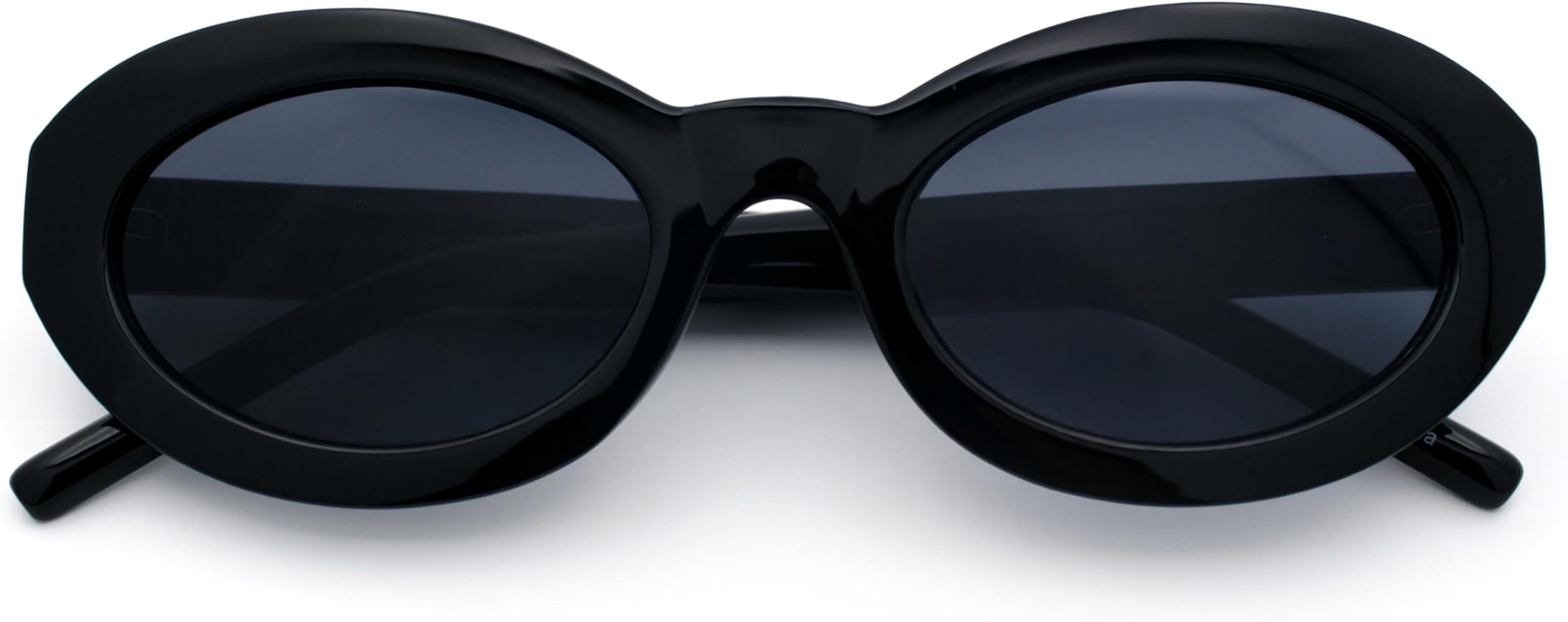 SA106 Womens Minimal Retro Mod Oval Thick Plastic Sunglasses | Amazon (US)