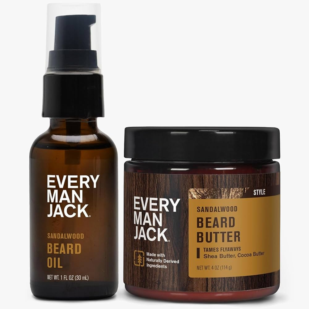 Every Man Jack Beard Oil & Beard Butter Bundle - Sandalwood Fragrance - Rejuvenates, Hydrates & S... | Amazon (US)