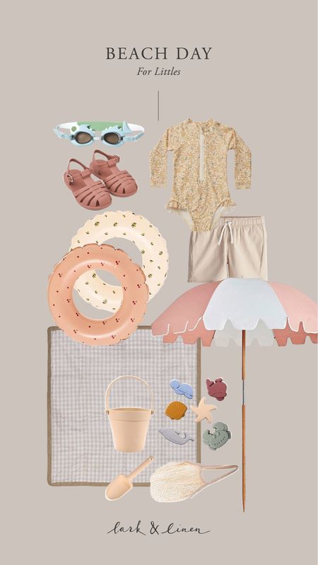 Beach day essentials for kids and toddlers: floaties, umbrellas, swimsuits, sand toys… 

it didn’t fit the vibe of this moodboard, but we bought this ice cream sand set for our trip to DR a few months ago and it was a big hit

#LTKkids #LTKSeasonal #LTKfamily