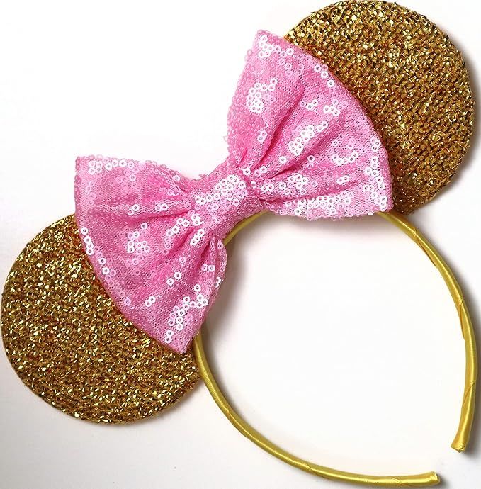 CLGIFT Rose gold Minnie Ears, Iridescent Minnie Ears, Silver gold blue minnie ears, Rainbow Spark... | Amazon (US)
