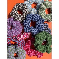 Checkerboard Scrunchies - Various Colours | Handmade Knit Scrunchie Check Pattern Summer Accessories Gifts For Her | Etsy (US)