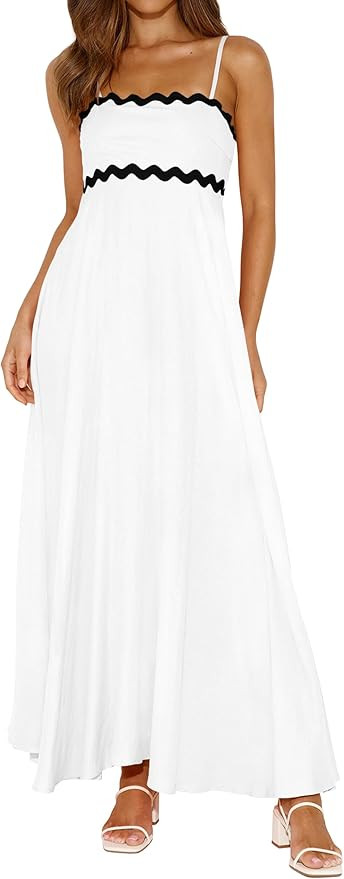 PRETTYGARDEN Womens Spaghetti Strap Maxi Dresses 2024 Summer Casual Sleeveless Smocked Boho A Lin... | Amazon (US)