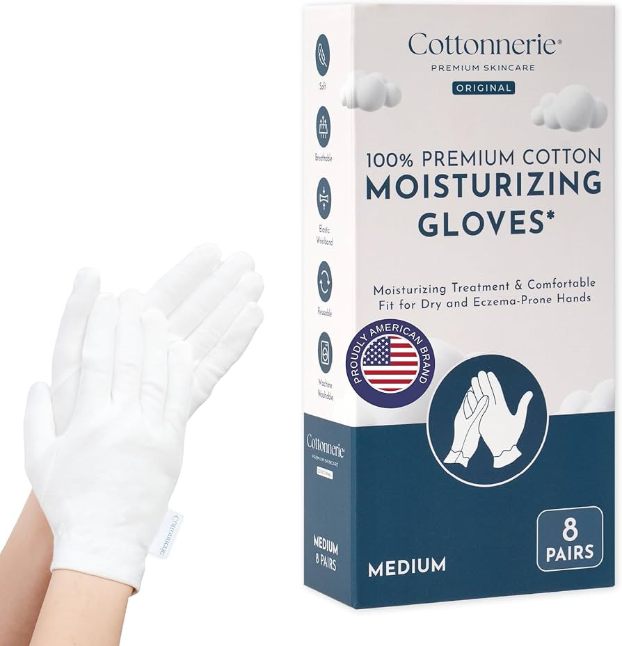 8 Pairs Cottonnerie Original Cotton Gloves for Dry Hands Sleeping, Moisturizing Gloves Overnight,... | Amazon (US)