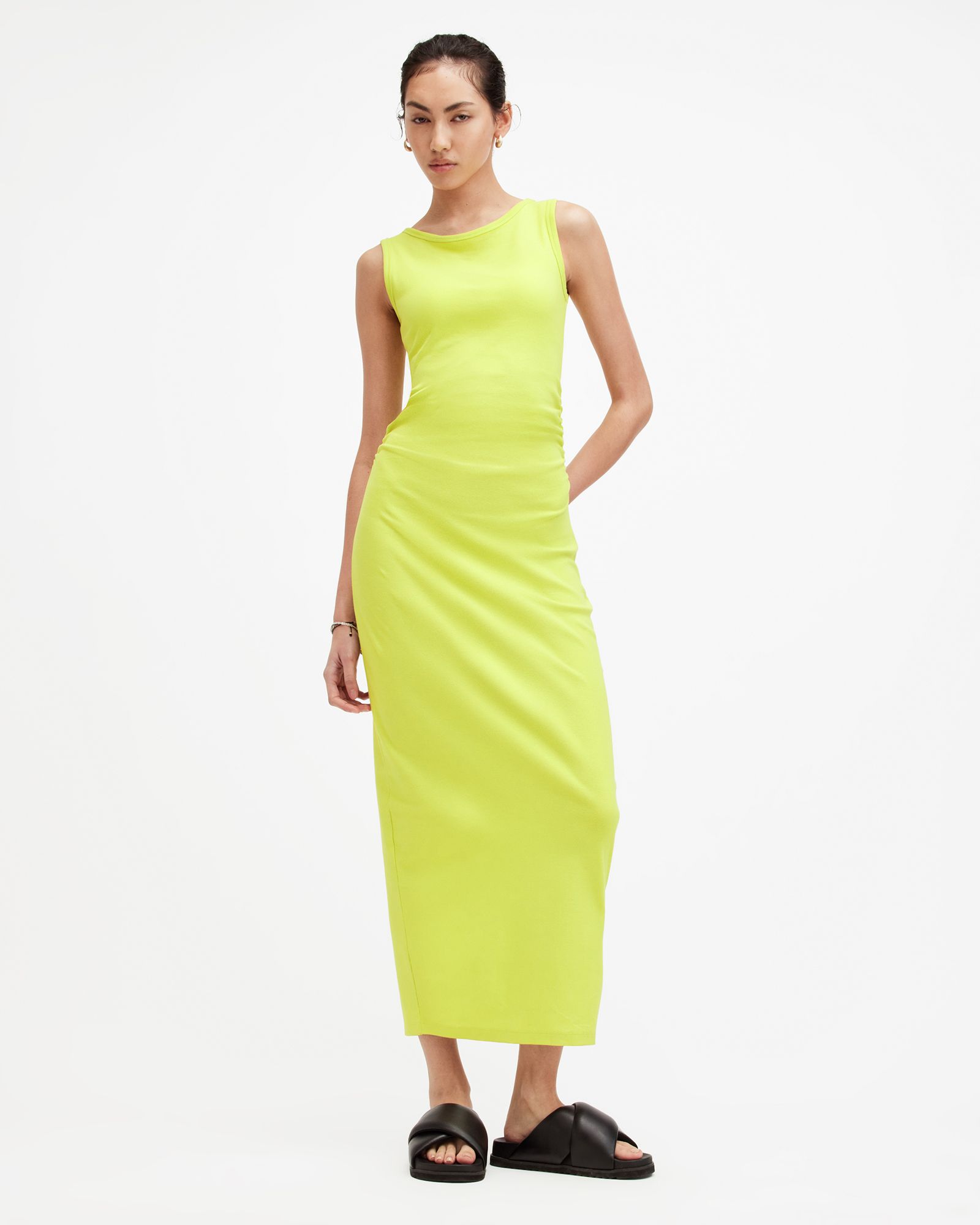 Katarina Boat Neck Slim Fit Maxi Dress ZEST LIME GREEN | ALLSAINTS US | AllSaints US