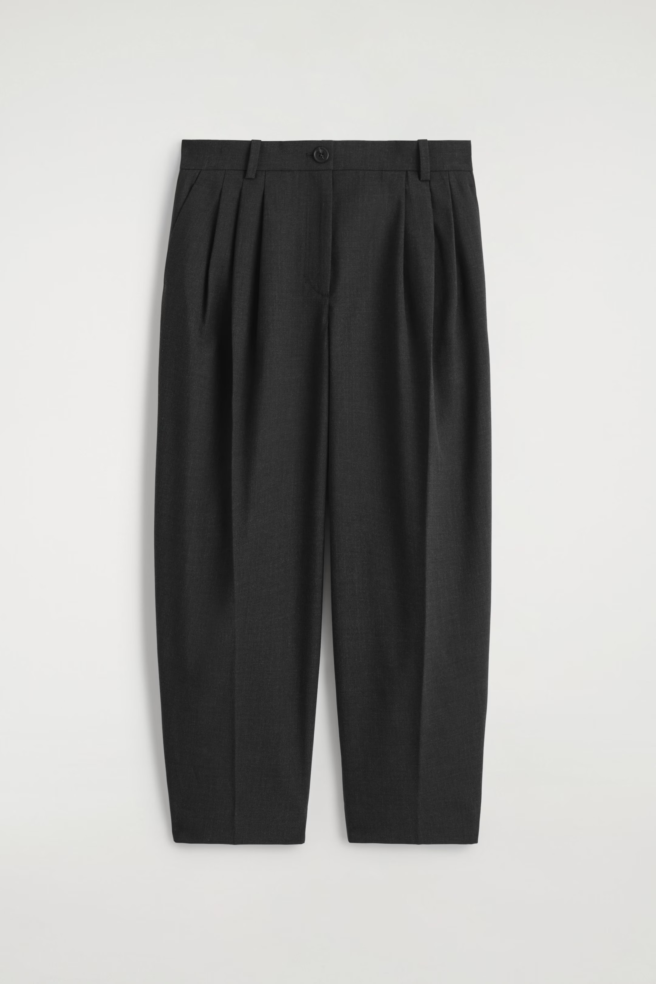 PLEATED BARREL-LEG WOOL PANTS - BLACK | COS | COS (EU)
