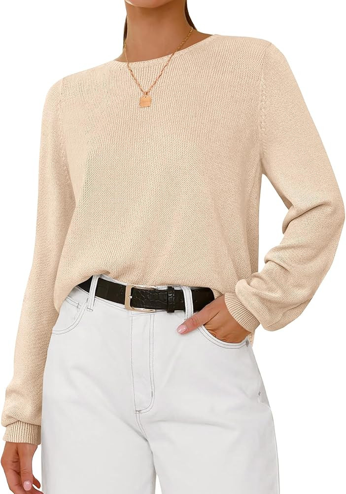 BTFBM Womens Long Sleeve Crew Neck Sweaters 2026 Spring Casual Classic Soft Loose Fit Basic Pullo... | Amazon (US)