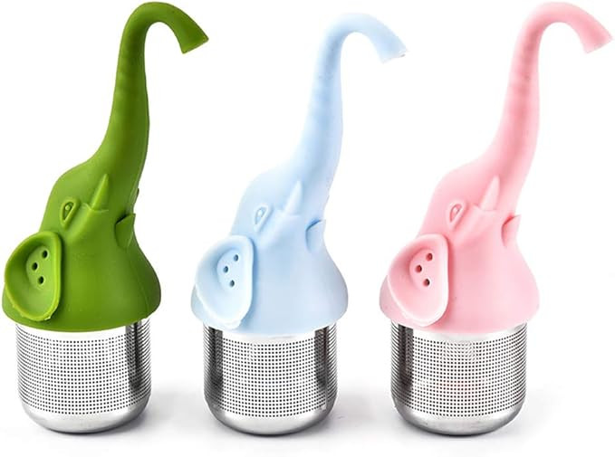 MKLZ 3 Pack Tea Infuser for Loose Leaf, Elephant Animal Silicone Tea Filter / Steeper ,Extra Fine Me | Amazon (US)