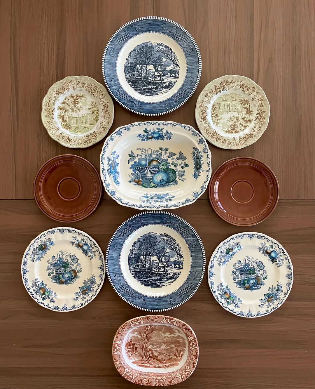Vintage Wall Plate Collection Green Golden Brown Peacock Blue Ironstone Transferware Home Decor S... | Etsy (Global)