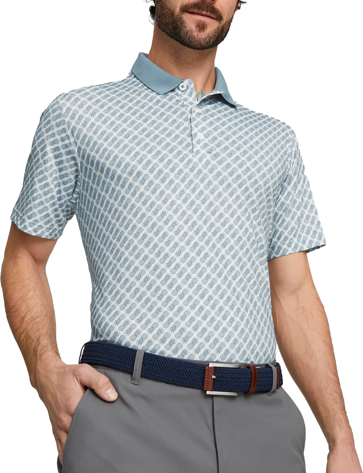 PUMA Men's MATTR Pineapples Golf Polo, XXL, Evening Sky Blue | Golf Galaxy