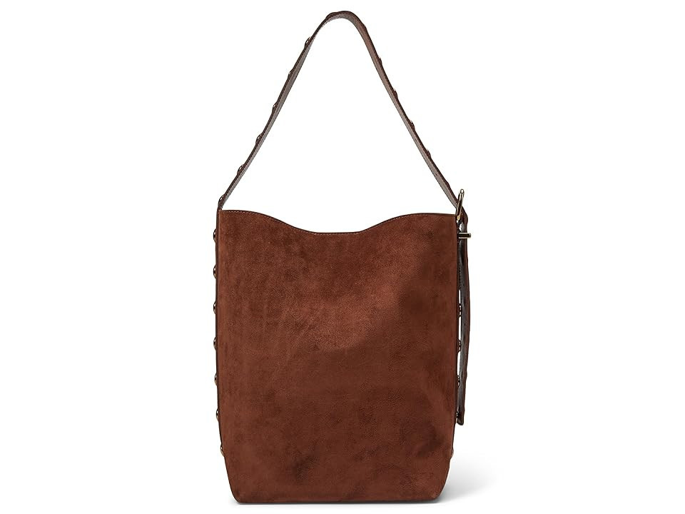 Madewell The Essential Bucket Tote in Studded Suede Tote Handbags Soft Mahogany, Leather/Suede | Zappos