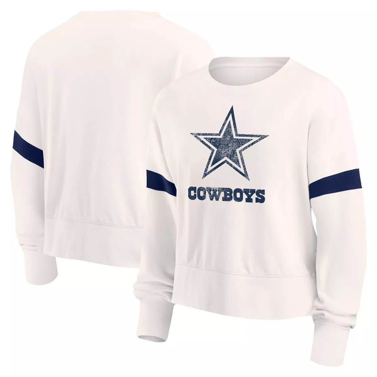 NFL Dallas Cowboys Women's Long Sleeve Primary Antique Crew Fleece Sweatshirt | Target
