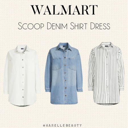 Walmart Scoop Denim Shirt Dress. 

#LTKSeasonal #LTKfindsunder50 #LTKplussize
