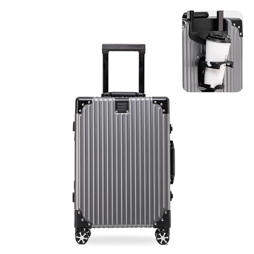 EclatVivid 24 inch 100% All Aluminum Large Suitcase, Zipperless Metal Suitcase, Full Aluminum Luggage with TSA Locks, Cup Holder(Gun Metal, Checked in 24 inch) | Amazon (UK)