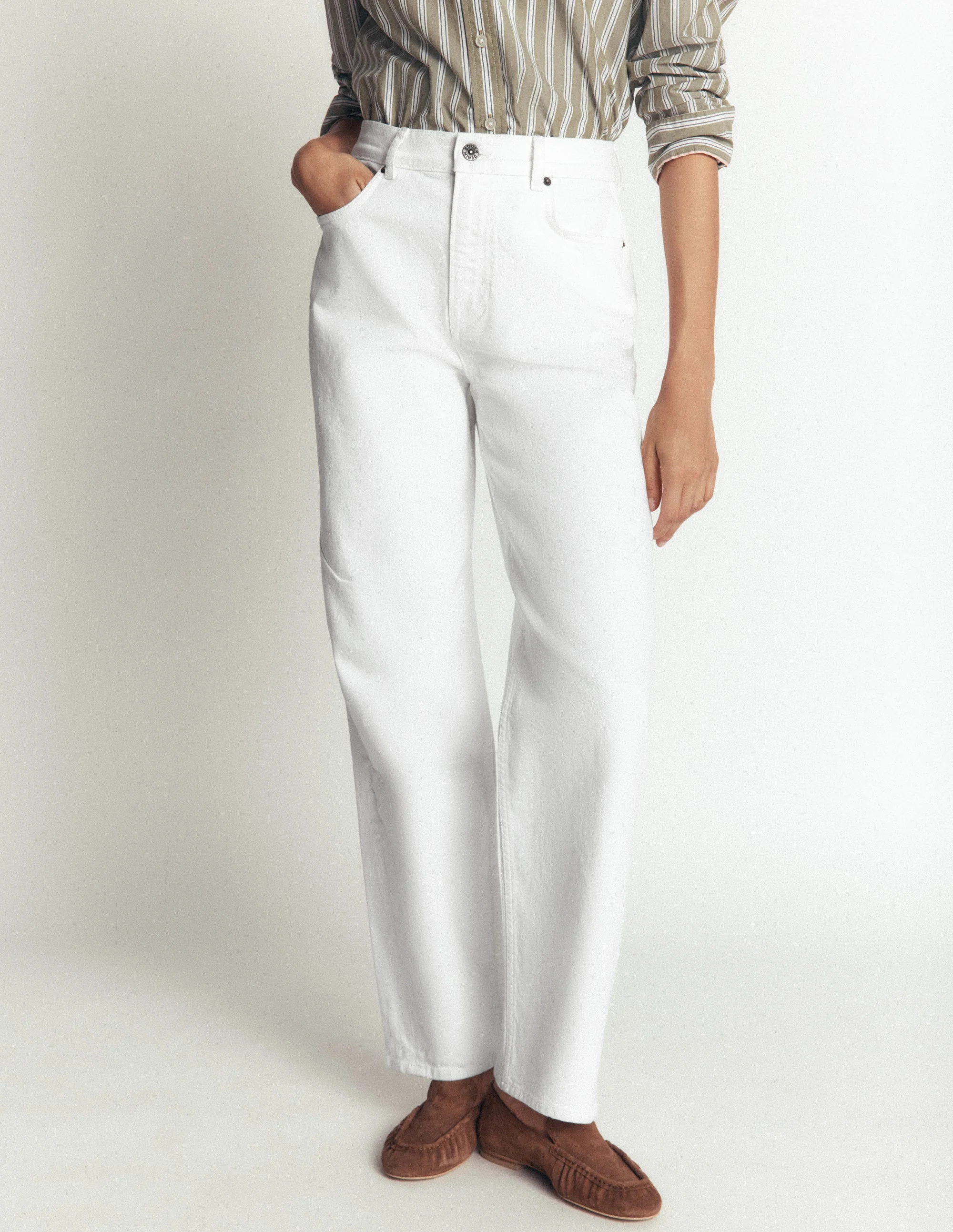 Boden Women's Barrel Leg Jeans in White | Size 26 | Boden UK