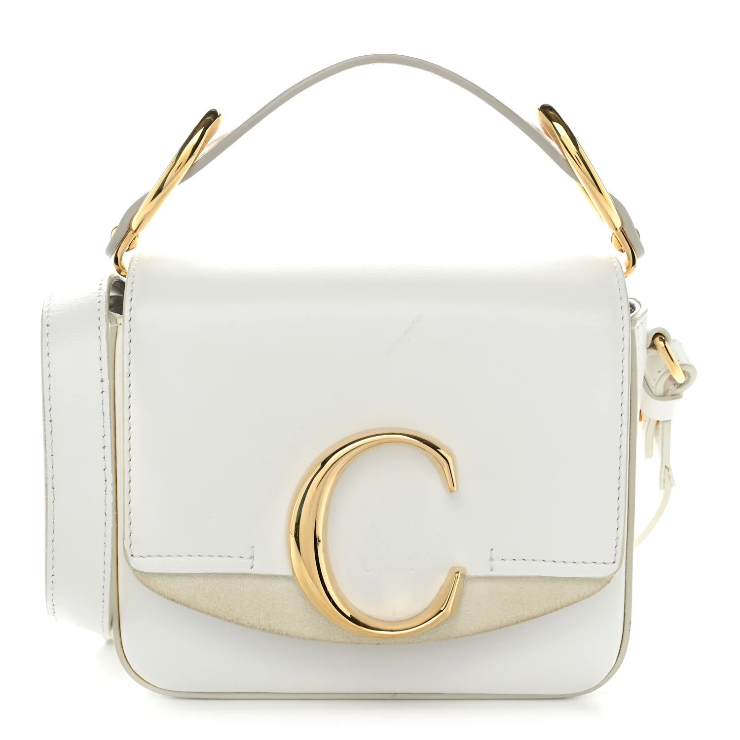 Chloe Shiny Calfskin Suede Mini C Double Carry Brilliant White 1971125 | FASHIONPHILE (US)