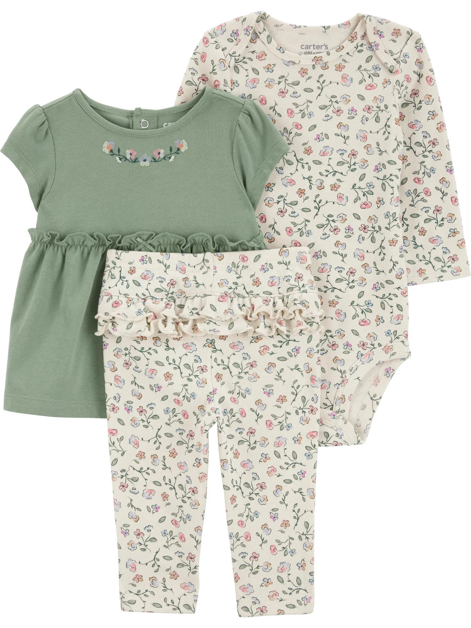 Carter's Child of Mine Baby Girl Outfit Set, 3-Piece, Sizes 0/3-24 Months - Walmart.com | Walmart (US)