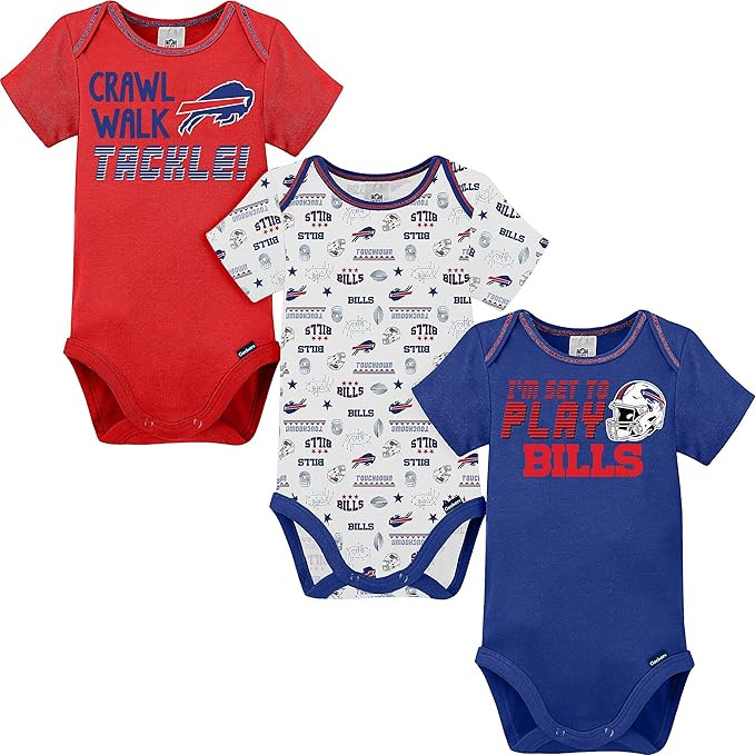 Gerber Baby Boys NFL 3 Pack Short Sleeve Onesie Bodysuit, Team Color, 6-12 Months | Amazon (US)