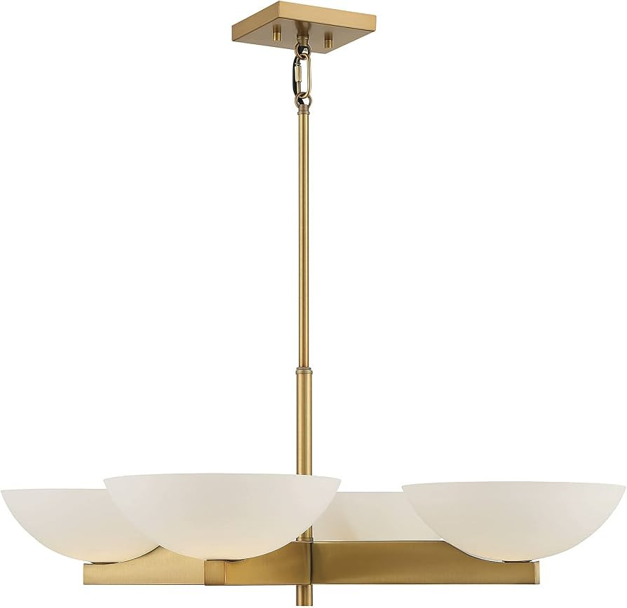 Savoy Essentials 1-1613-4-322 Fallon Mid-Century Modern Vintage White Opal Glass Chandelier, 4-Li... | Amazon (US)