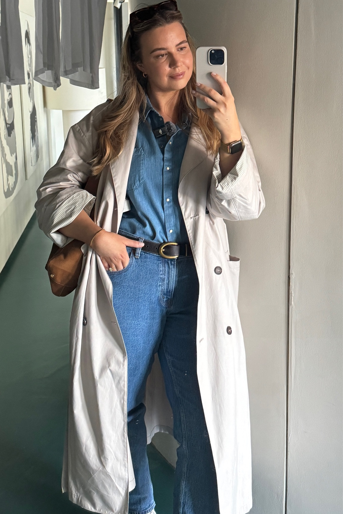 Double denim and a trench look 👖🧥 
Abercrombie jeans [W33R]
Sézane shirt [18]
Trench coat [18]
Suede bag John Lewis
White converse 
Black belt gold buckle 

#LTKSeasonal #LTKmidsize #LTKstyletip