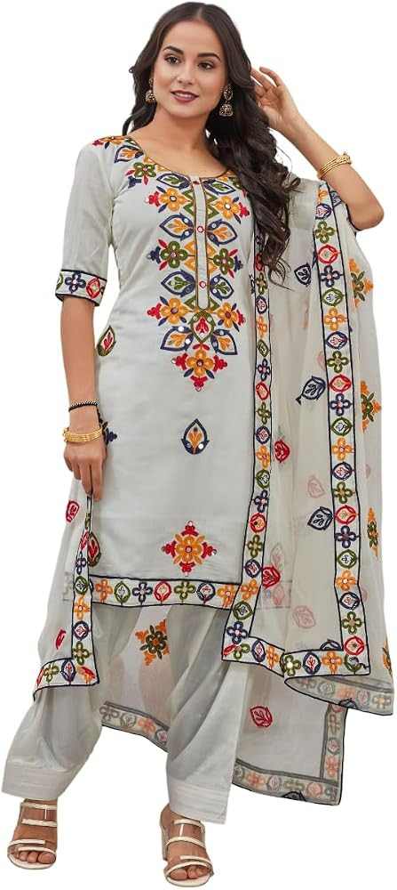 Indian Pakistani Womens Salwar Kameez with Dupatta Set Embroidered Patiala Suit Ethnic Traditiona... | Amazon (US)