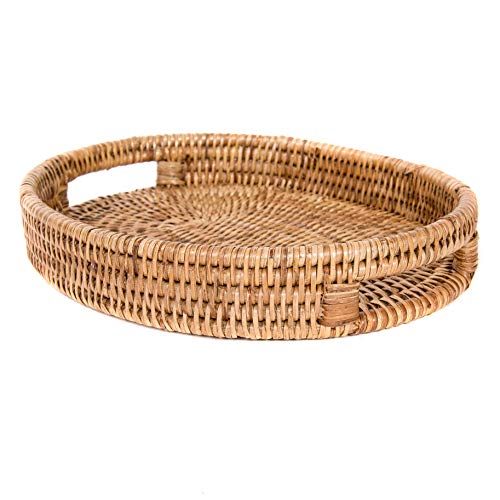 Artifacts Trading Company Rattan Small Oval Tray with Cutout Handles, 10" L x 8" W | Amazon (US)